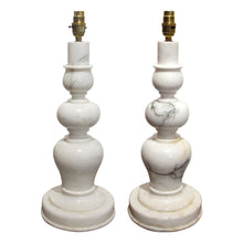 Load image into Gallery viewer, Pair of White Marble Bulbous Table lamps, Mid-Century Italian