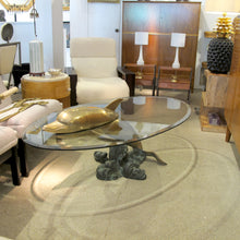 Load image into Gallery viewer, 1960s French Brass Coffee Table in the shape of a Dolphin with an Oval Glass Top