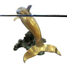 Load image into Gallery viewer, 1960s French Brass Coffee Table in the shape of a Dolphin with an Oval Glass Top