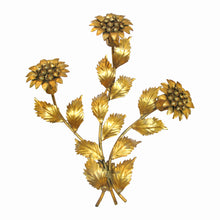 Load image into Gallery viewer, 1970s Pair of Gilt Toleware Floral Wall Lights by Hans Kögl, German