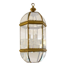 Load image into Gallery viewer, 1970s Tall Hexagonal Brass and Curved Bevelled Glass Lantern, Swedish