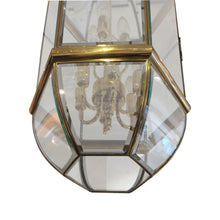 Load image into Gallery viewer, 1970s Tall Hexagonal Brass and Curved Bevelled Glass Lantern, Swedish