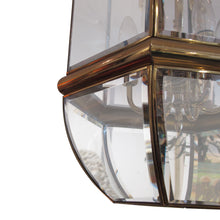Load image into Gallery viewer, 1970s Tall Hexagonal Brass and Curved Bevelled Glass Lantern, Swedish