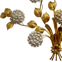 Load image into Gallery viewer, 1950s Large Gilt Metal Hydrangeas Wall Light by Hans Kogl, German