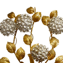 Load image into Gallery viewer, 1950s Large Gilt Metal Hydrangeas Wall Light by Hans Kogl, German