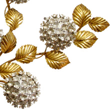 Load image into Gallery viewer, 1950s Large Gilt Metal Hydrangeas Wall Light by Hans Kogl, German