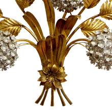 Load image into Gallery viewer, 1950s Large Gilt Metal Hydrangeas Wall Light by Hans Kogl, German