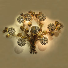 Load image into Gallery viewer, 1950s Large Gilt Metal Hydrangeas Wall Light by Hans Kogl, German