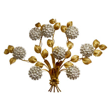 Load image into Gallery viewer, 1950s Large Gilt Metal Hydrangeas Wall Light by Hans Kogl, German
