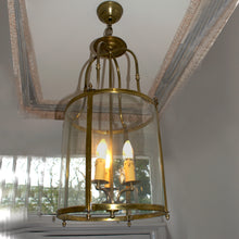 Load image into Gallery viewer, Late 19th Century Pair of Neoclassical Style Curved Glass Brass Lanterns, French