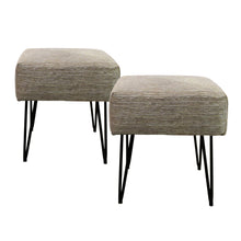 Load image into Gallery viewer, 1950s Pair of Occasional Stools Newly Upholstered with Metal Hairpin Legs, French