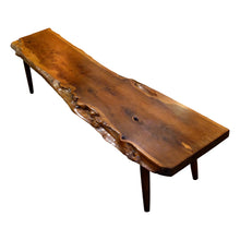 Load image into Gallery viewer, 1960s Live Edge Yew Wood Bench Attributed to Reynolds Of Ludlow, English
