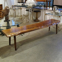 Load image into Gallery viewer, 1960s Live Edge Yew Wood Bench Attributed to Reynolds Of Ludlow, English
