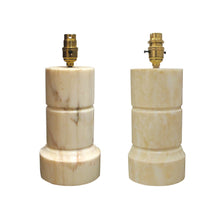 Load image into Gallery viewer, 1960s Pair of Cream Marble Cylinder Table Lamps, Italian