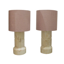 Load image into Gallery viewer, 1960s Pair of Cream Marble Cylinder Table Lamps, Italian