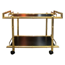 Load image into Gallery viewer, 1970s Brass Two Tier Faux Bamboo Trolley – Bar Cart, Belgian