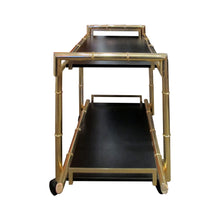 Load image into Gallery viewer, 1970s Brass Two Tier Faux Bamboo Trolley – Bar Cart, Belgian