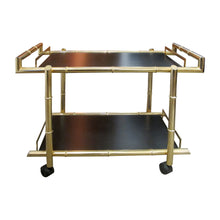 Load image into Gallery viewer, 1970s Brass Two Tier Faux Bamboo Trolley – Bar Cart, Belgian