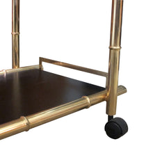 Load image into Gallery viewer, 1970s Brass Two Tier Faux Bamboo Trolley – Bar Cart, Belgian