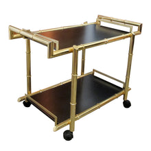 Load image into Gallery viewer, 1970s Brass Two Tier Faux Bamboo Trolley – Bar Cart, Belgian
