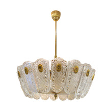 Load image into Gallery viewer, 1960S/70S Large Glass and Brass Pendant Light by Orrefors, Swedish