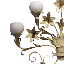 Load image into Gallery viewer, Large pair of French 1950s Toleware Lilies Wall light with Glass Shades