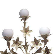 Load image into Gallery viewer, Large pair of French 1950s Toleware Lilies Wall light with Glass Shades