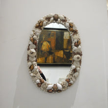 Load image into Gallery viewer, 1960s Italian Oval Wall Mirror Encrusted with Sea Shells and Corals