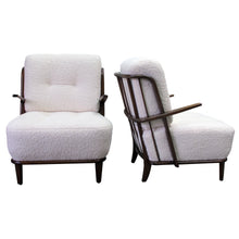 Load image into Gallery viewer, Pair of 1940s German Armchairs with an Oak Frame Newly Upholstered