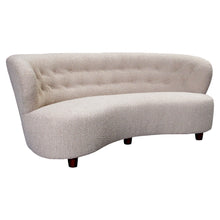 Load image into Gallery viewer, 1940s Danish Large Curved Sofa with Buttoned Backrest Newly Upholstered