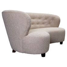 Load image into Gallery viewer, 1940s Danish Large Curved Sofa with Buttoned Backrest Newly Upholstered