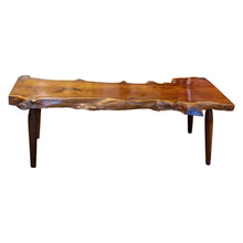 Load image into Gallery viewer, 1960s Live Edge Yew Wood Bench Attributed to Reynolds Of Ludlow, English