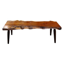 Load image into Gallery viewer, 1960s Live Edge Yew Wood Bench Attributed to Reynolds Of Ludlow, English