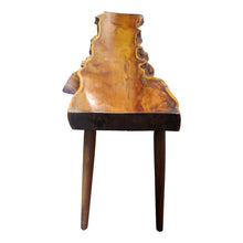 Load image into Gallery viewer, 1960s Live Edge Yew Wood Bench Attributed to Reynolds Of Ludlow, English