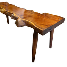 Load image into Gallery viewer, 1960s Live Edge Yew Wood Bench Attributed to Reynolds Of Ludlow, English