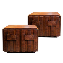 Load image into Gallery viewer, 1960s Pair of “Brutalist” Walnut Staccato Paul Evan Bedside/End Tables by Lane, American