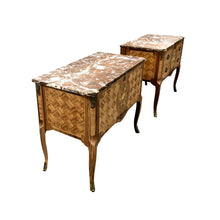 Load image into Gallery viewer, Pair of marquetery cabinets with marble top, Swedish early 20th century