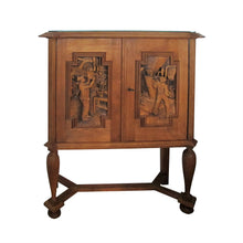 Load image into Gallery viewer, A 1940’s oak cabinet with carvings by E. Hallanvaara, Finnish