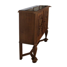 Load image into Gallery viewer, A 1940’s oak cabinet with carvings by E. Hallanvaara, Finnish