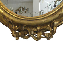 Load image into Gallery viewer, Pair of Napoleon III carved gild oval mirrors, French circa 1860