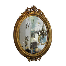 Load image into Gallery viewer, Pair of Napoleon III carved gild oval mirrors, French circa 1860