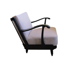Load image into Gallery viewer, A pair of 1940's Swedish armchairs with ebonised frame