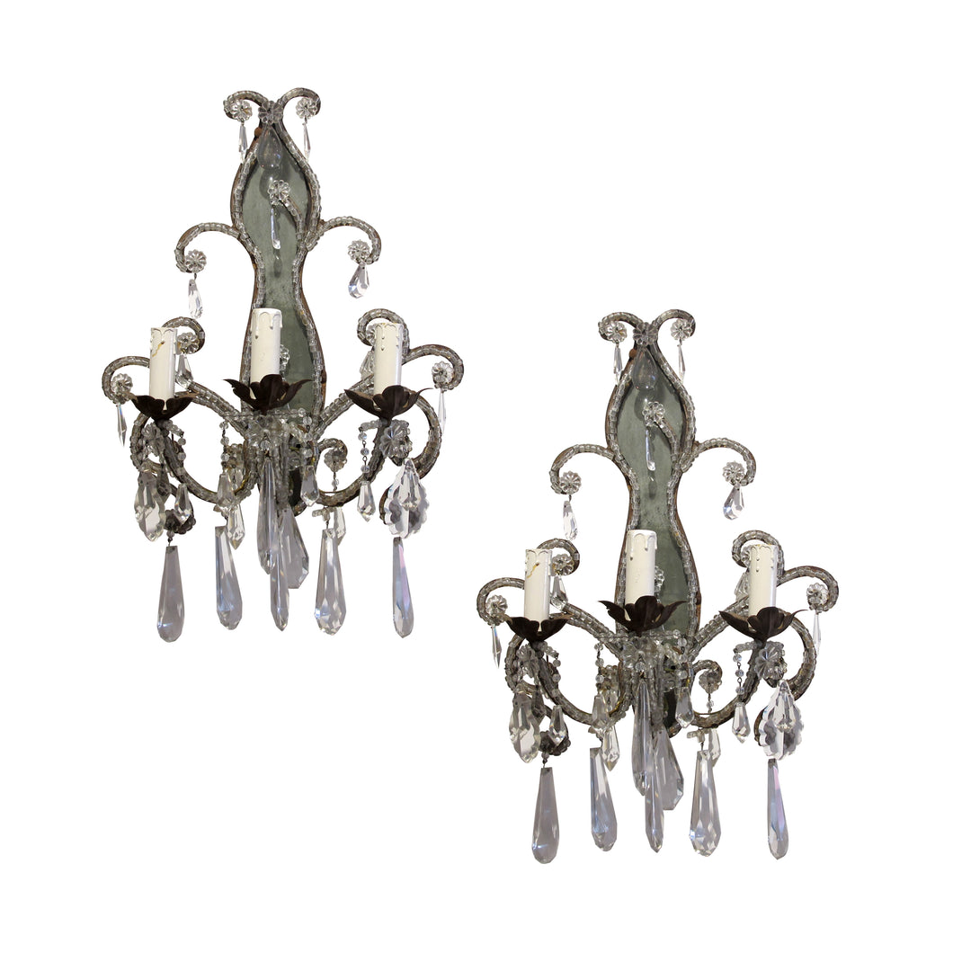 Early 20th century pair of mirrored wall lights, French