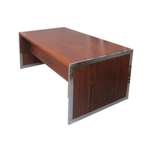 Load image into Gallery viewer, 1970’s Danish large free-standing executive rosewood desk with a chrome frame