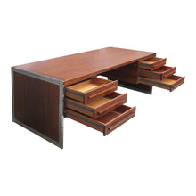Load image into Gallery viewer, 1970’s Danish large free-standing executive rosewood desk with a chrome frame