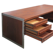 Load image into Gallery viewer, 1970’s Danish large free-standing executive rosewood desk with a chrome frame