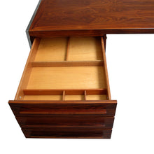 Load image into Gallery viewer, 1970’s Danish large free-standing executive rosewood desk with a chrome frame