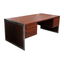 Load image into Gallery viewer, 1970’s Danish large free-standing executive rosewood desk with a chrome frame