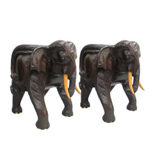 Load image into Gallery viewer, Mid-century pair of Balinese hand carved hardwood elephant chairs