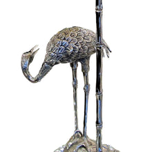 Load image into Gallery viewer, 1960s Spanish silver-plated pair of bronze heron table lamps by Valenti
